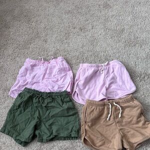 Kids Casual Shorts Set - Pink, Green, Tan